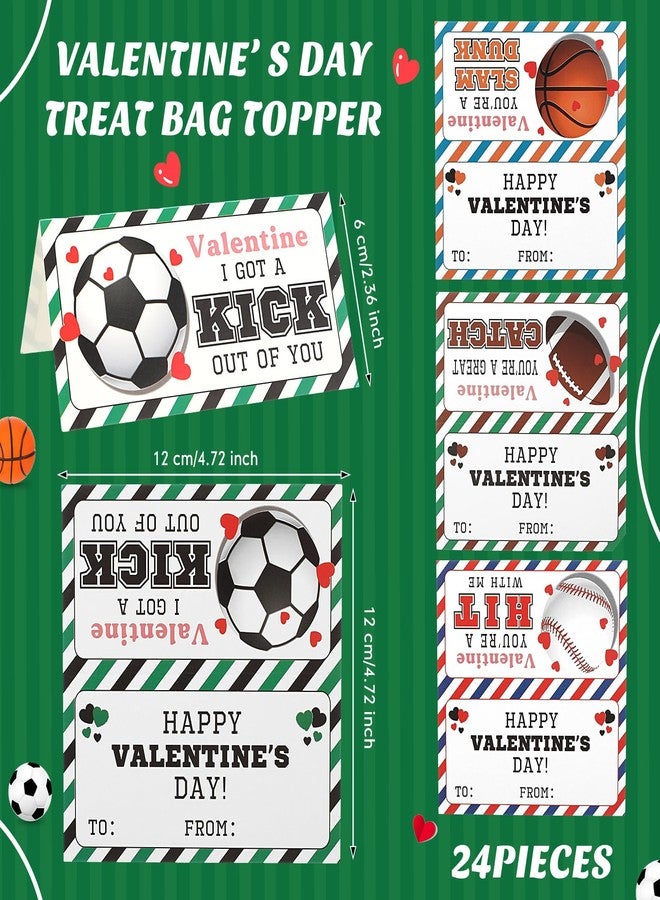 Resurhang 24 Sets Valentine Sports Party Favors 2.36'' Mini 4 Styles Squeeze Stress Balls Decorative Treat Bags Valentine's Day Cookie Bag Topper for DIY Birthday Anxiety Relief Relaxation - Image 2